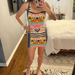 Mara hoffman stretchy llama sunrise swim tank mini dress XS